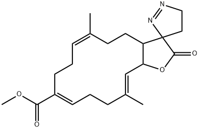 3a,4,4',5,5',8,9,12,13,15a-Decahydro-6,14-dimethyl-2-oxospiro[cyclotetradeca[b]furan-3(2H),3'-[3H]pyrazole]-10-carboxylic acid methyl ester Struktur