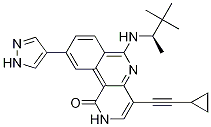 Benzo[c][1,6]naphthyridin-1(2H)-one, 4-(2-cyclopropylethynyl)-9-(1H-pyrazol-4-yl)-6-[[(1R)-1,2,2-triMethylpropyl]aMino]- Struktur