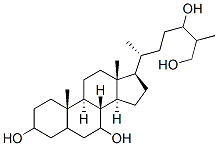 (3R,5S,7R,8S,9S,10R,13R,14S,17S)-17-[(2R)-5,7-dihydroxy-6-methyl-hepta n-2-yl]-10,13-dimethyl-2,3,4,5,6,7,8,9,11,12,14,15,16,17-tetradecahydr o-1H-cyclopenta[a]phenanthrene-3,7-diol Struktur