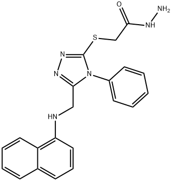 2-({5-[(1-naphthylamino)methyl]-4-phenyl-4H-1,2,4-triazol-3-yl}thio)acetohydrazide Struktur