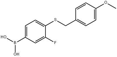 3-Fluoro-4-(4-methoxybenzylthio)phenylboronic acid Struktur