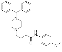 1-Piperazinebutanamide, N-(4-(dimethylamino)phenyl)-4-(diphenylmethyl) - Struktur