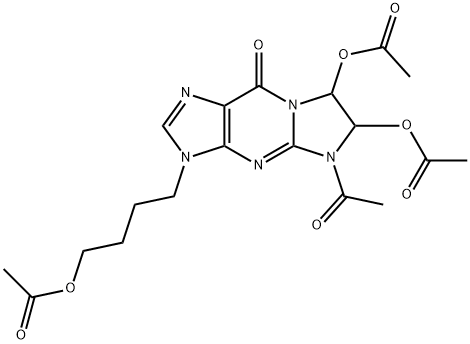 9H-Imidazo[1,2-a]purin-9-one,  5-acetyl-6,7-bis(acetyloxy)-3-[4-(acetyloxy)butyl]-3,5,6,7-tetrahydro- Struktur