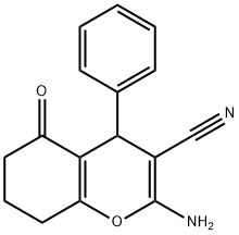 2-amino-5-oxo-4-phenyl-5,6,7,8-tetrahydro-4H-chromene-3-carbonitrile Struktur