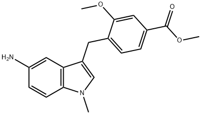 4-(5-Amino-1-methyl-1H-indol-3-ylmethyl)-3-methoxy-benzoic acid methyl ester Struktur