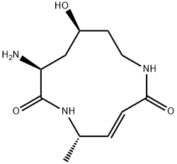 (3E,5S,8S,10S)-8-Amino-10-hydroxy-5-methyl-1,6-diazacyclododeca-3-ene-2,7-dione Struktur