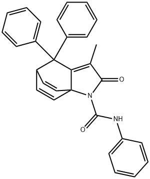 4-Methyl-6,6-diphenyl-2-(N-phenylcarbamoyl)-2-azatricyclo[5.2.2.0(1,5) ]undeca-4,8,10-trien-3-one Struktur