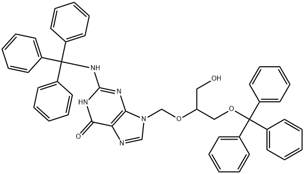 6H-Purin-6-one, 1,9-dihydro-9-[[1-(hydroxyMethyl)-2-(triphenylMethoxy)ethoxy]Methyl]-2-[(triphenylMethyl)aMino]- Struktur