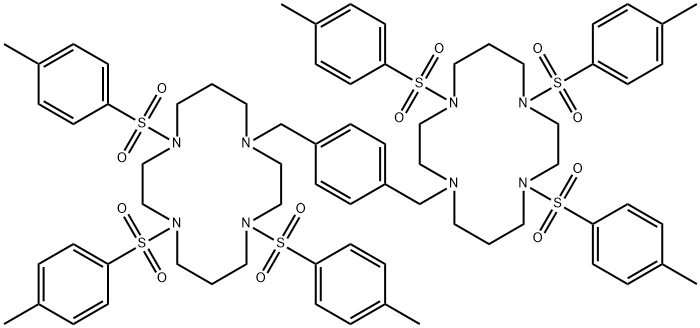 1,4,8,11-Tetraazacyclotetradecane, 1,1'-[1,4-phenylenebis(Methylene)]bis[4,8,11-tris[(4-Methylphenyl)sulfon yl]- Struktur