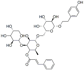 [(2S,3S,4R,5R,6R)-5-hydroxy-2-methyl-6-[[(2R,3R,4S,5R,6R)-3,4,5-trihyd roxy-6-[2-(4-hydroxyphenyl)ethoxy]oxan-2-yl]methoxy]-4-[(2S,3R,4S,5R)- 3,4,5-trihydroxyoxan-2-yl]oxy-oxan-3-yl] 3-phenylprop-2-enoate Struktur