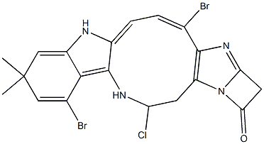 (4E,10Z,16bS)-5-Chloro-7,14-dibromo-9,9-dimethyl-1,2,6,9-tetrahydroazete[1',2':1,2]imidazo[4',5':7,8]azecino[3,2-b]indole-2-one Struktur