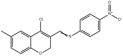 4-Chloro-6-methyl-3-(N-(4-nitrophenyl)iminomethyl)(2H)benzopyran Struktur