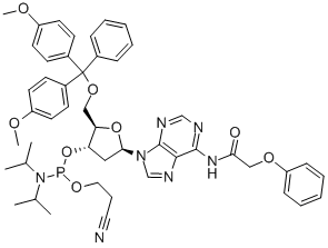 5'-O-(4,4'-DIMETHOXYTRITYL)-N6-PHENOXYACETYL-2'-DEOXYADENOSINE-3'-(2-CYANOETHYL-N,N-DIISOPROPYL)PHOSPHORAMIDITE Struktur