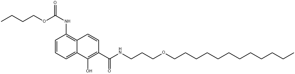 1-hydroxy-5-(2-methylpropyloxycarbonylamino)-N-(3-dodecyloxypropyl)-2-naphthoamide Struktur