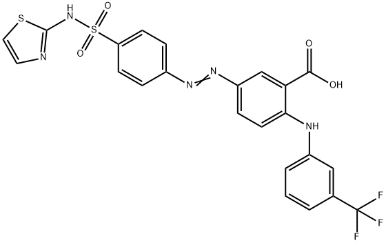 Benzoic  acid,  5-[[4-[(2-thiazolylamino)sulfonyl]phenyl]azo]-2-[[3-(trifluoromethyl)phenyl]amino]-  (9CI) Struktur