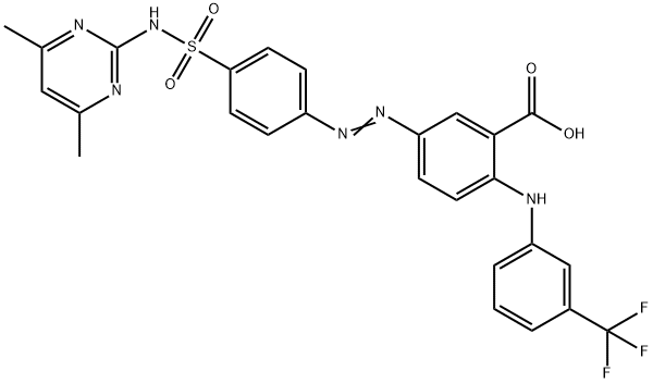 Benzoic  acid,  5-[[4-[[(4,6-dimethyl-2-pyrimidinyl)amino]sulfonyl]phenyl]azo]-2-[[3-(trifluoromethyl)phenyl]amino]-  (9CI) Struktur