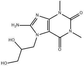 8-amino-7-(2,3-dihydroxypropyl)-1,3-dimethyl-purine-2,6-dione Struktur