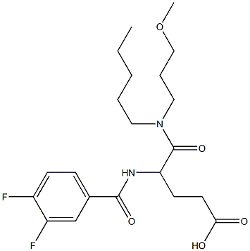 (+-)-4-((3,4-Difluorobenzoyl)amino)-5-((3-methoxypropyl)pentylamino)-5 -oxopentanoic acid Struktur