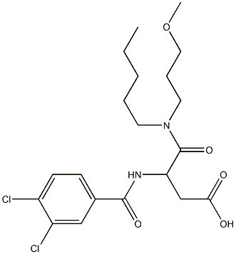 (+-)-3-((3,4-Dichlorobenzoyl)amino)-4-((3-methoxypropyl)pentylamino)-4 -oxobutanoic acid Struktur