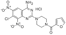 1-(4-Amino-7-chloro-6,8-dinitro-2-quinazolinyl)-4-(2-furanylcarbonyl)p iperazine HCl Struktur