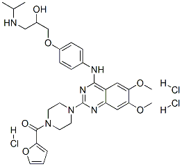 2-furyl-[4-[4-[[4-[2-hydroxy-3-(propan-2-ylamino)propoxy]phenyl]amino] -6,7-dimethoxy-quinazolin-2-yl]piperazin-1-yl]methanone trihydrochlori de Struktur