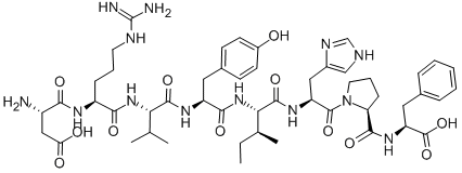 (3S)-3-amino-4-[[(2S)-5-(diaminomethylideneamino)-1-[[(2S)-1-[[(2S)-1-[[(2S,3S)-1-[[(2S)-1-[(2S)-2-[[(2S)-1-hydroxy-1-oxo-3-phenylpropan-2-yl]carbamoyl]pyrrolidin-1-yl]-3-(3H-imidazol-4-yl)-1-oxopropan-2-yl]amino]-3-methyl-1-oxopentan-2-yl]amino]-3-(4-hydroxyphenyl)-1-oxopropan-2-yl]amino]-3-methyl-1-oxobutan-2-yl]amino]-1-oxopentan-2-yl]amino]-4-oxobutanoic acid Struktur