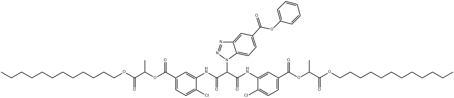 1-[Bis[[2-chloro-5-[[1-(dodecyloxycarbonyl)ethoxy]carbonyl]phenyl]carbamoyl]methyl]-1H-benzotriazole-5-carboxylic acid phenyl ester Struktur