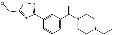 1-{3-[5-(chloromethyl)-1,2,4-oxadiazol-3-yl]benzoyl}-4-ethylpiperazine Struktur