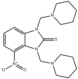 2H-Benzimidazole-2-thione, 1,3-dihydro-1,3-bis(1-piperidinylmethyl)-4-nitro- Struktur