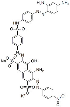 2,7-Naphthalenedisulfonic acid, 4-amino-6-4-4-(2,4-diaminophenyl)azophenylaminosulfonylphenylazo-5-hydroxy-3-(4-nitrophenyl)azo-, potassium sodium salt Struktur