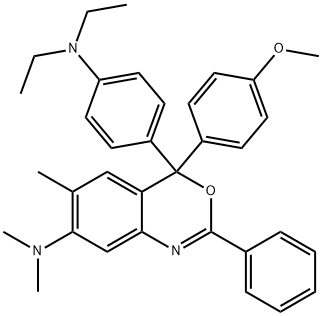 4H-3,1-Benzoxazin-7-amine, 4-4-(diethylamino)phenyl-4-(4-methoxyphenyl)-N,N,6-trimethyl-2-phenyl- Struktur