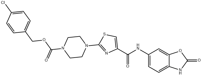 4-chlorobenzyl 4-(4-((2-oxo-2,3-dihydrobenzo[d]oxazol-6-yl)carbaMoyl)thiazol-2-yl)piperazine-1-carboxylate Struktur