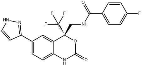 BenzaMide, N-[[(4S)-1,4-dihydro-2-oxo-6-(1H-pyrazol-3-yl)-4-(trifluoroMethyl)-2H-3,1-benzoxazin-4-yl]Methyl]-4-fluoro- Struktur