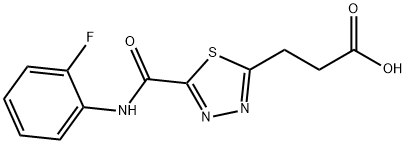 3-(5-{[(2-fluorophenyl)amino]carbonyl}-1,3,4-thiadiazol-2-yl)propanoic acid Struktur