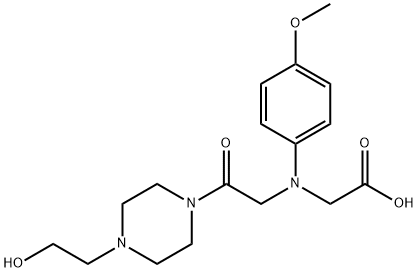 [{2-[4-(2-hydroxyethyl)piperazin-1-yl]-2-oxoethyl}(4-methoxyphenyl)amino]acetic acid Struktur