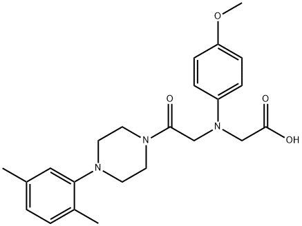 [{2-[4-(2,5-dimethylphenyl)piperazin-1-yl]-2-oxoethyl}(4-methoxyphenyl)amino]acetic acid Struktur