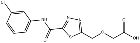 [(5-{[(3-chlorophenyl)amino]carbonyl}-1,3,4-thiadiazol-2-yl)methoxy]acetic acid Struktur