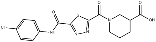 1-[(5-{[(4-chlorophenyl)amino]carbonyl}-1,3,4-thiadiazol-2-yl)carbonyl]piperidine-3-carboxylic acid Struktur