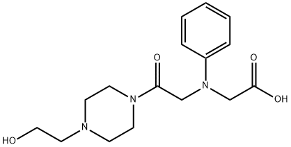 [{2-[4-(2-hydroxyethyl)piperazin-1-yl]-2-oxoethyl}(phenyl)amino]acetic acid Struktur