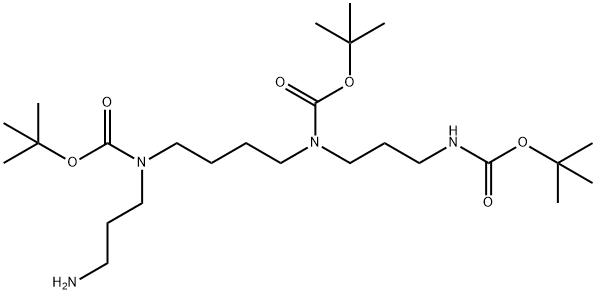 N2,N3,N4-TRIS-(TERT-BUTYLOXYCARBONYL)-1,5,10,14-TETRA-AZA-QUATRODECANE Struktur