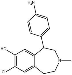 5-(4'-aminophenyl)-8-chloro-2,3,4,5-tetrahydro-3-methy-1H-3-benzazepin-7-ol Struktur