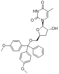 3'-DEOXY-5'-O-(DIMETHOXYTRITYL)-5-METHYLURIDINE Struktur