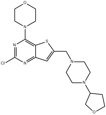 4-(2-Chloro-6-((4-(tetrahydrofuran-3-yl)piperazin-1-yl)Methyl)thieno[3,2-d]pyriMidin-4-yl)Morpholine Struktur