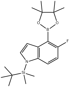 1H-Indole, 1-[(1,1-diMethylethyl)diMethylsilyl]-5-fluoro-4-(4,4,5,5-tetraMethyl-1,3,2-dioxaborolan-2-yl)- Struktur