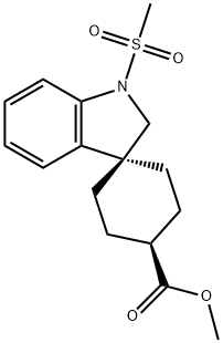 Spiro[cyclohexane-1,3'-[3H]indole]-4-carboxylic acid, 1',2'-dihydro-1'-(Methylsulfonyl)-, Methyl ester, trans- Struktur