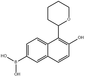 6-Hydroxy-5-(tetrahydropyran-2-yl)naphthalene-2-boronic acid Struktur