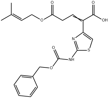 2-[2-[[(Phenylmethoxy)carbonyl]amino]-4-thiazolyl]-2-pentenedioic acid 5-(3-methyl-2-butenyl) ester Struktur