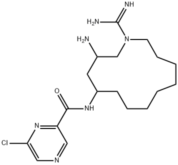 3-amino-5-(1-azacyclotridec-1-yl)-6-chloro-N-(diaminomethylidene)pyraz ine-2-carboxamide Struktur