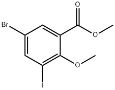 Methyl 5-bromo-3-iodo-2-methoxybenzenecarboxylate Struktur