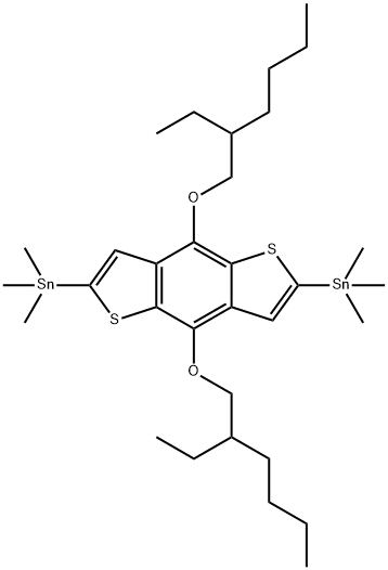 4,8-ビス[(2-エチルヘキシル)オキシ]-2,6-ビス(トリメチルスタンニル)ベンゾ[1,2-b:4,5-b']ジチオフェン 化學構(gòu)造式